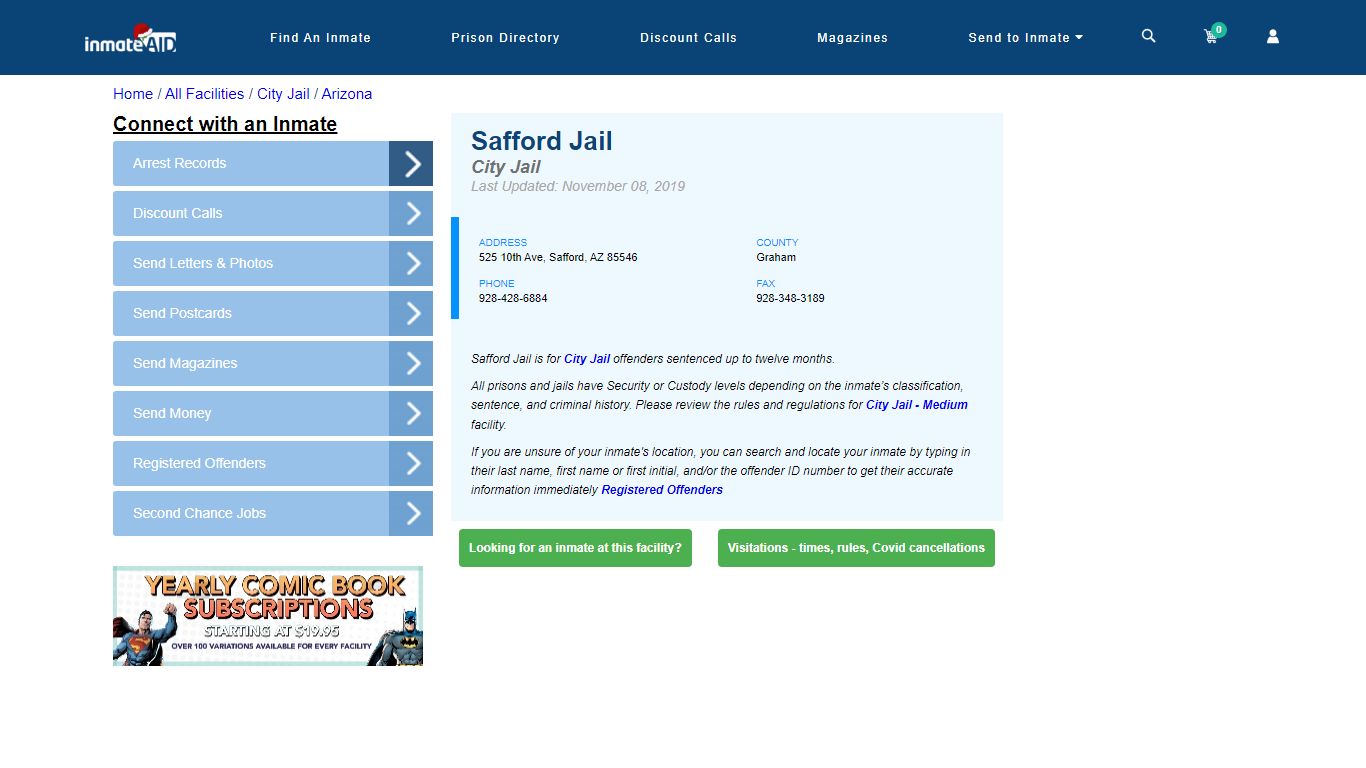 Safford Jail | Inmate Locator